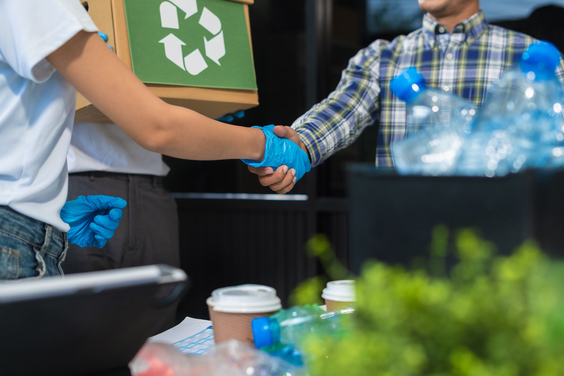 lable separation divided bin in the office, Sustainable development and innovation green business concept.
